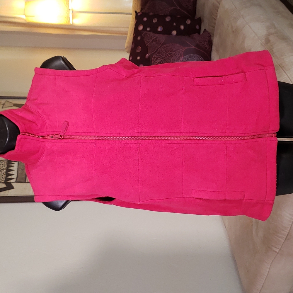 Lands' End fuchsia fleece vest